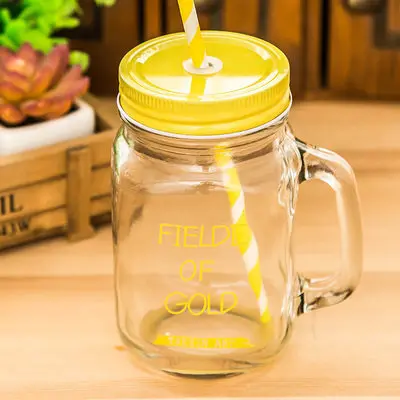 Abay BPA-free 24 варианта Mason банка кружки чай с молоком чашка классический изолированный стакан бутылка для воды металлическая крышка с соломинкой размером со смузи - Цвет: 14