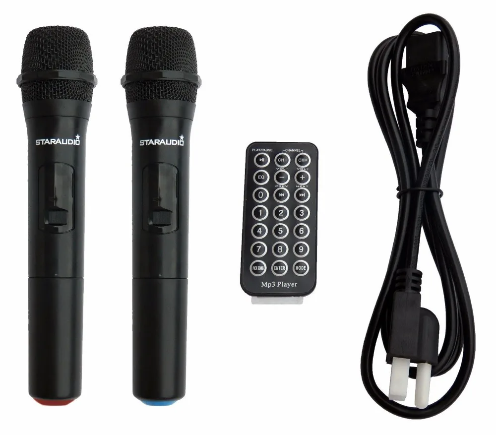 staraudio dual pro 5000W dual 15 powered pa stage speaker usb sd bluetooth led light 2ch vhf wireless microphone system for party stage show