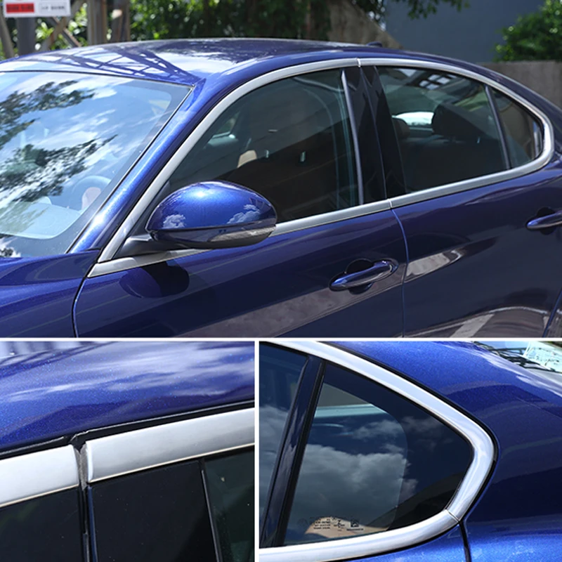 

8pcs/set Stainless Steel Matte Window Sill Full Kit Cover Trim Without Middle Pillar Car Styling For Alfa Romeo Giulia 2017-2018