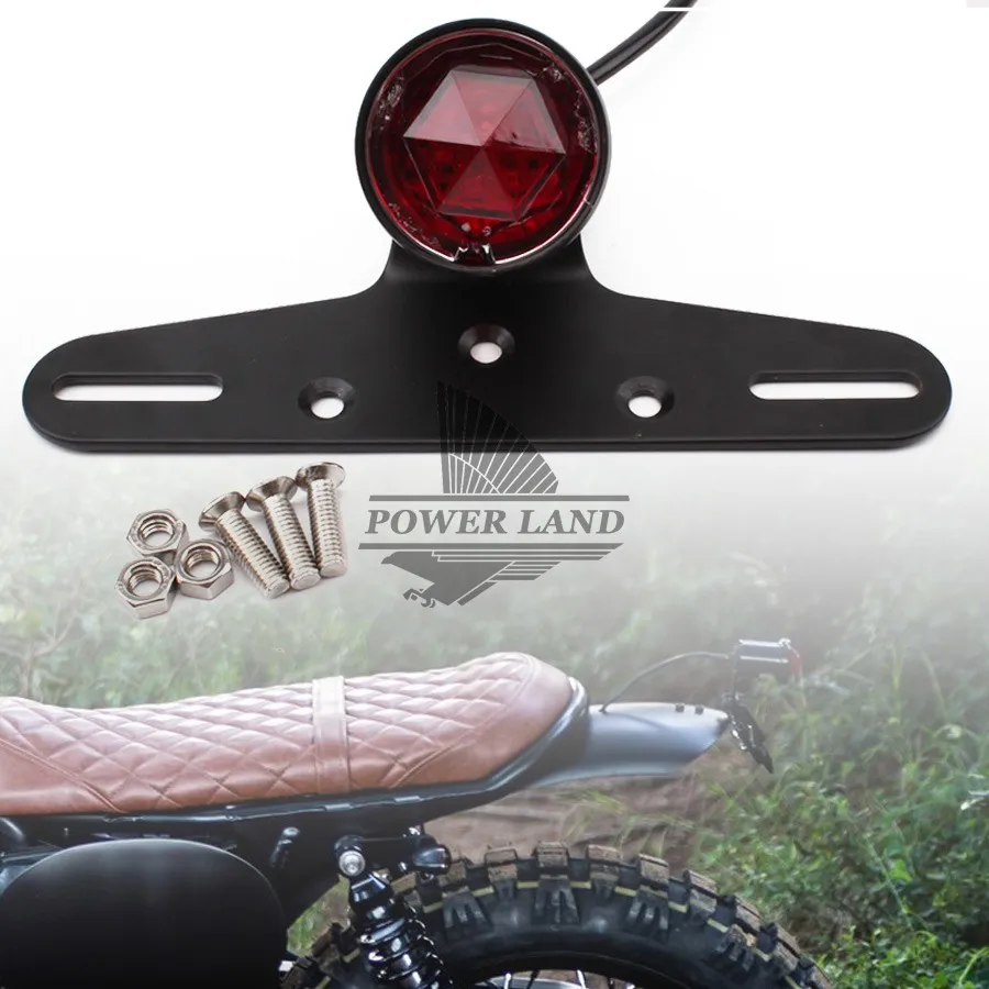 Стоп-сигнал для мотоцикла Harley Bobber Suzuki Yamaha черный 3D Красный Алмазный со встроенным