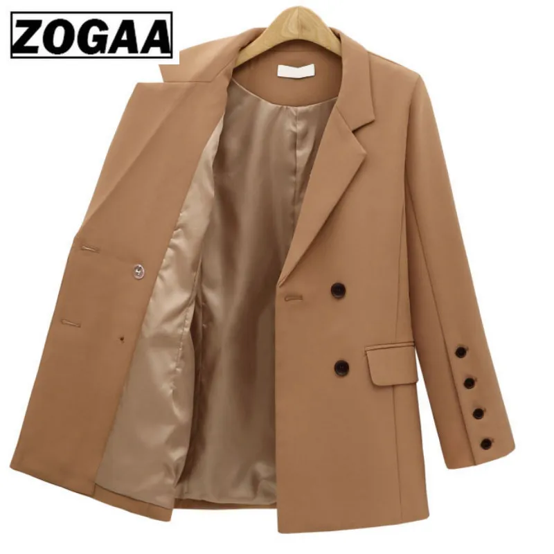 ZOGGA Fall 2019 new European and American suit collar in the long double-breasted loose suit style coat