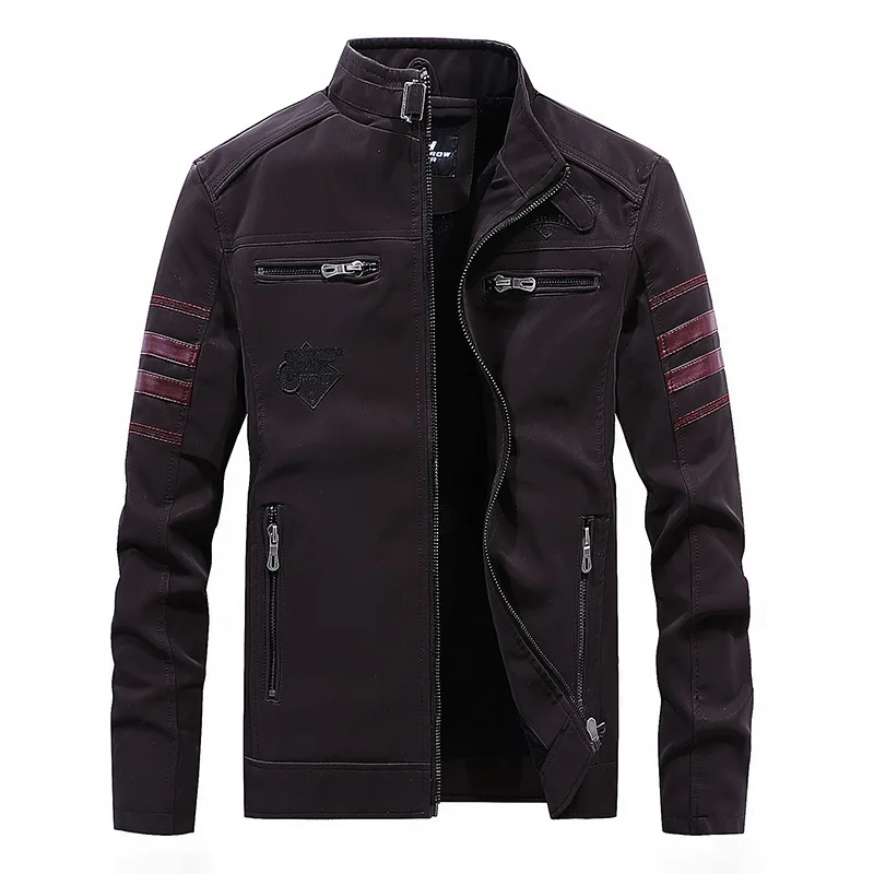 Dropshipping New Arrivals Mens Leather Jackets Men Casual Plus Velvet Thick Slim PU Jacket Coat Fashion Men's Embroidery Outwear Dropshipping New Arrivals Mens Leather Jackets Men Casual Plus Velvet Thick Slim PU Jacket Coat Fashion Men's Embroidery Outwear