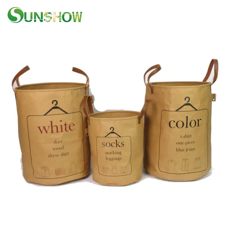 

3pcs/Set Kraft Paper Storage Bag Waterproof Laundry Pouch For Baby Kids Home Decoration Portable Sundries Toy Clothing Organizer