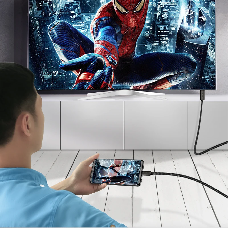 USAMS usb type C к HDMI 2 0 4K HD адаптер ТЗА Женский c Мужской с аудиоразъемом Плетеный USB