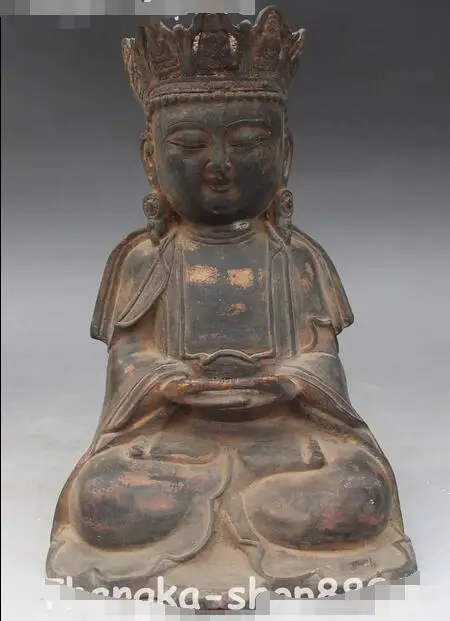 

9" Old Tibet Buddhism Bronze Seat Shakyamuni Sakyamuni Amitabha Buddha Statue