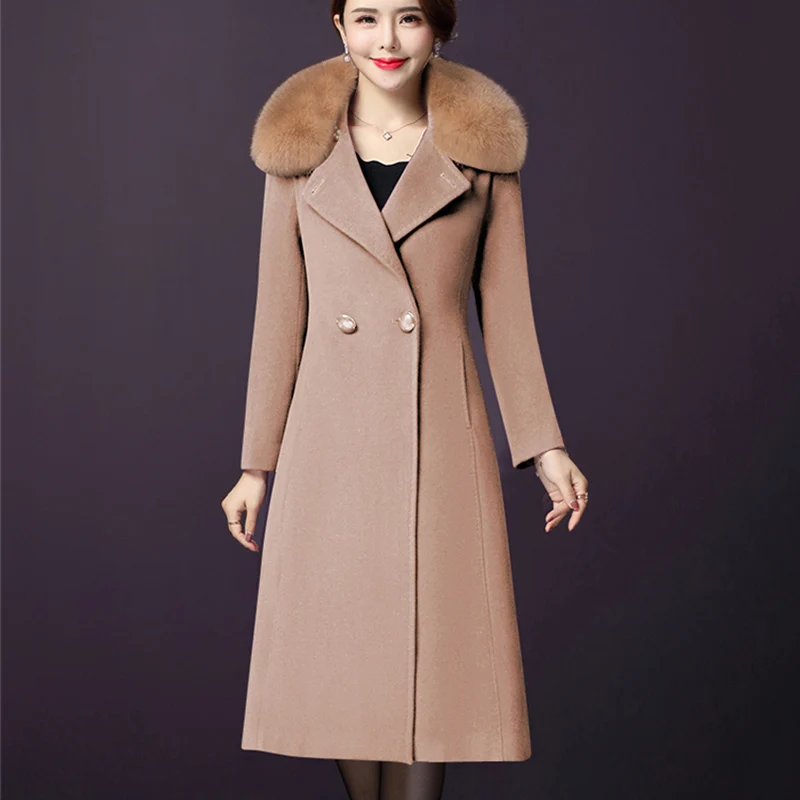 

Winter Fur collar Large size Women Woolen Coat 2023 New Casual Long-sleeved Middle-aged Temperament Women Woolen Coat NUW206