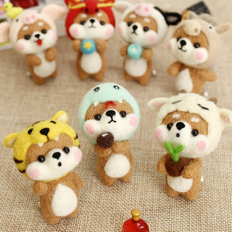 Non-Finished Felt Kit Handmade Animal Dragon Sheep Tiger Rabbit Mouse Doll Wool Felt Craft Needle Kit DIY at Home Giftkids needle felting kit wool felting kit