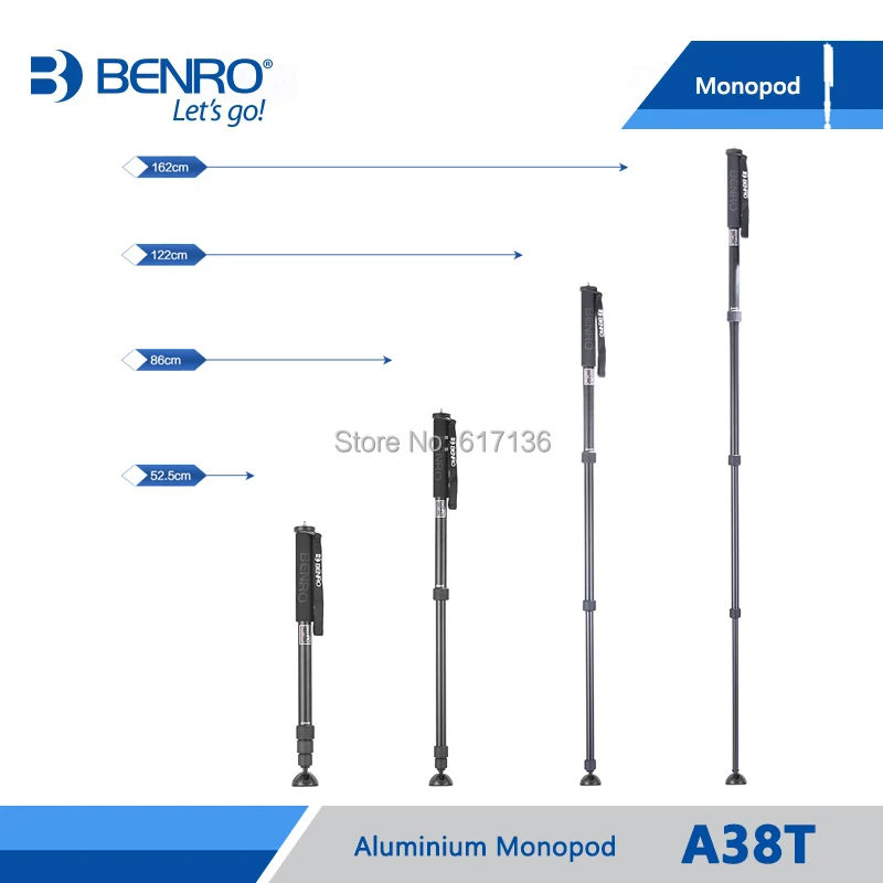 BENRO A38T монопод Профессиональные алюминиевые Моноподы Для Камера без 3-нога блокировки база 4 совместных макс. нагрузка 18кг DHL