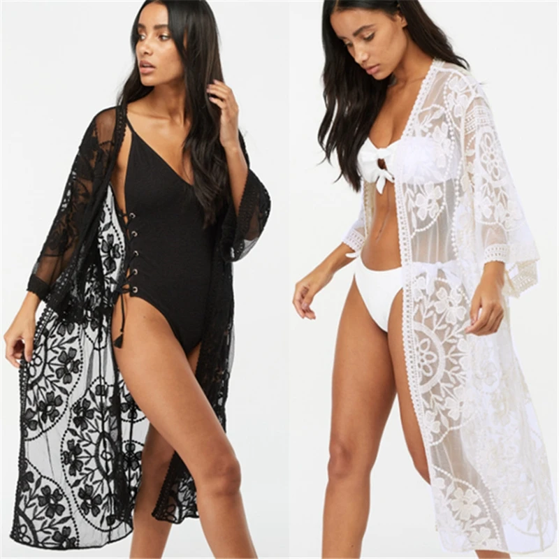 white mesh cover up dress