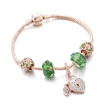 12 розовое золото Мода бусина-подвеска браслеты и браслеты слон Сердце цветок женские ювелирные изделия подарок DIY Аксессуары Шарм Браслет