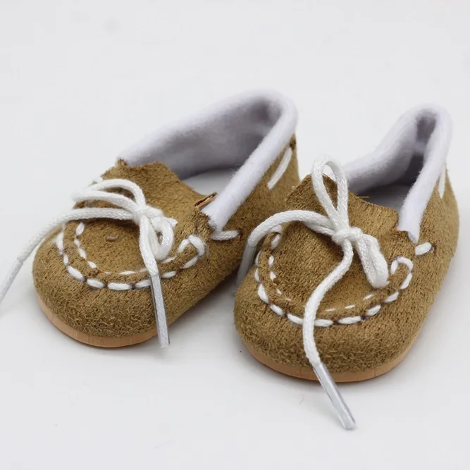 1 Pair Dolls Boots For 43cm Baby Dolls As For 18 Inch Girl Dolls Mini Shoes Slippers toy - Цвет: brown