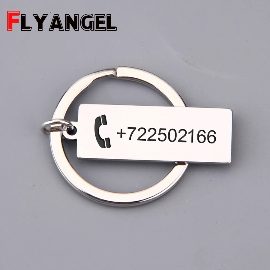 FLYANGEL Custom Engraved Keychain Stainless Steel Personalized Gift