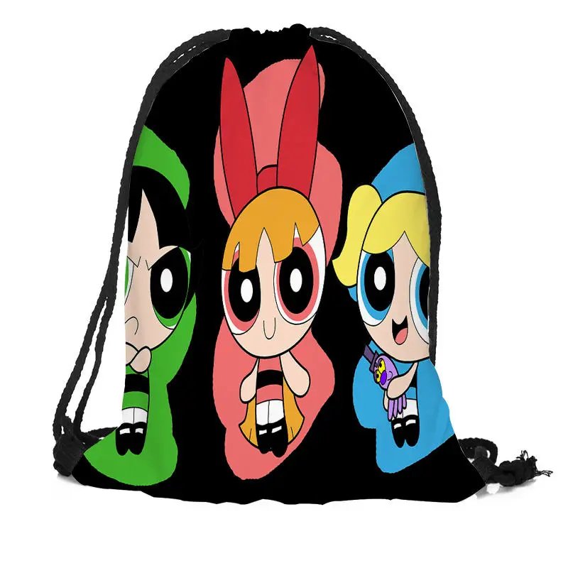 

Custom The Powerpuff Girls Printed Drawstring Backpack Silk Soft Bag Large Sapacity More Size Custom You Image