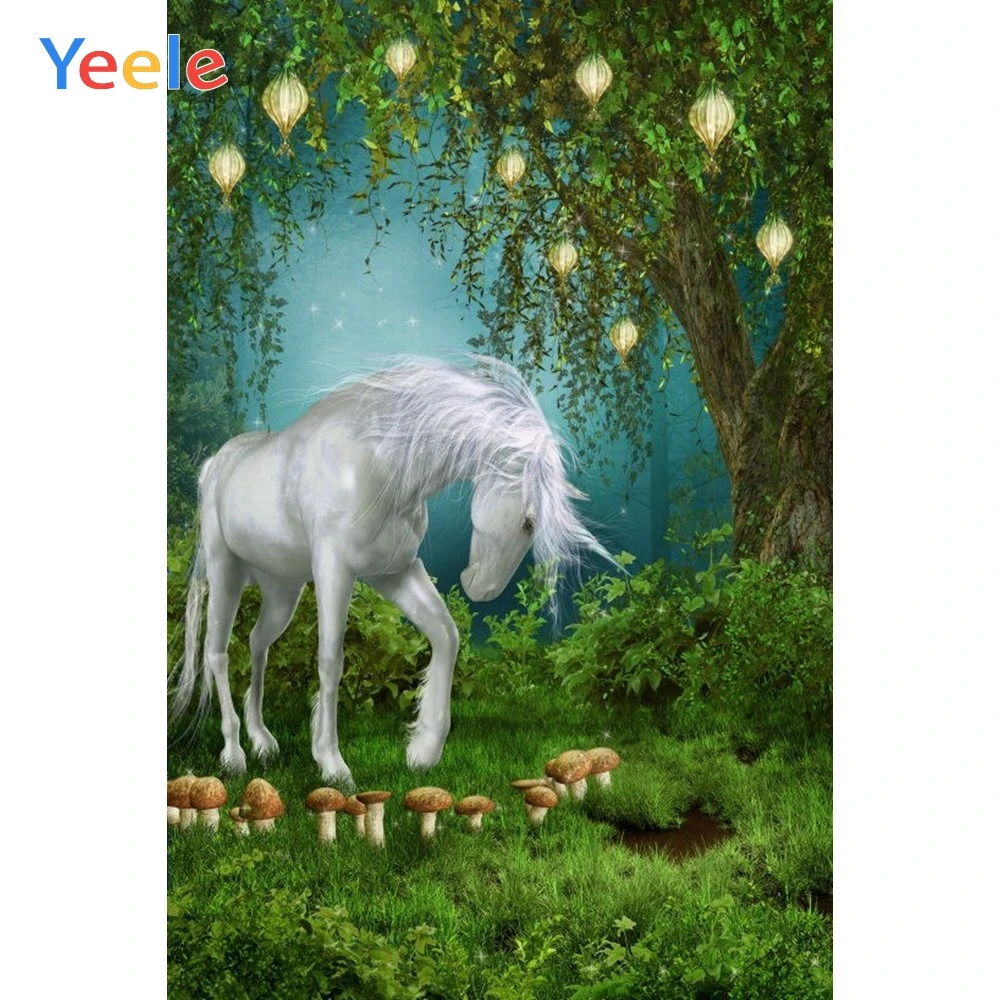 

Yeele Unicorn Forest Mushroom Children Birthday Party Photography Background Princess Photographic Backdrop For Photo Studio