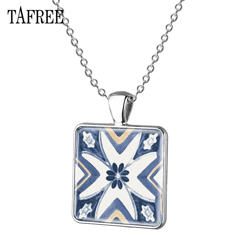AP30 TAFREE Azulejo португальский небольшой кулон, ожерелье, элегантные квадратные подвески для женщин, ожерелье s, классические ювелирные изделия из Португалии AP29 - Окраска металла: AP30