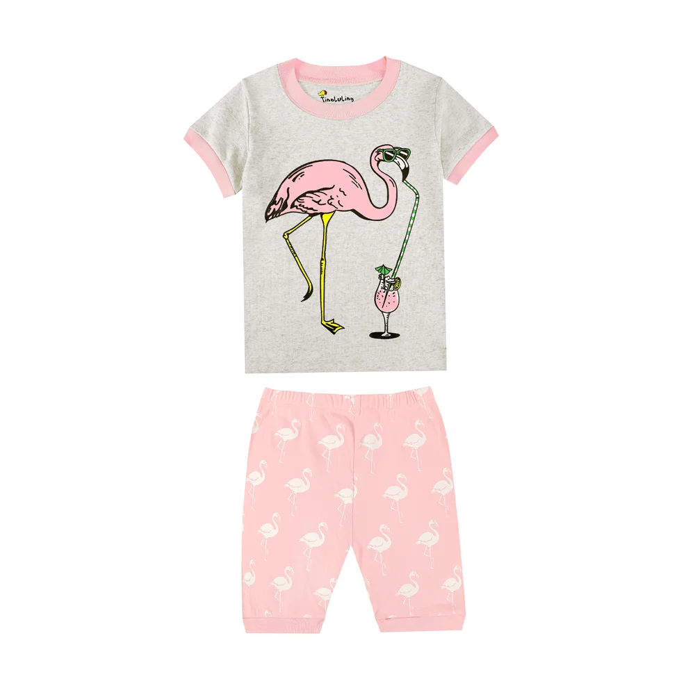 Летняя коллекция года, хлопковые детские пижамные комплекты с короткими рукавами летние пижамы для мальчиков пижамы для девочек детские пижамы с кроликом и единорогом - Цвет: CG22