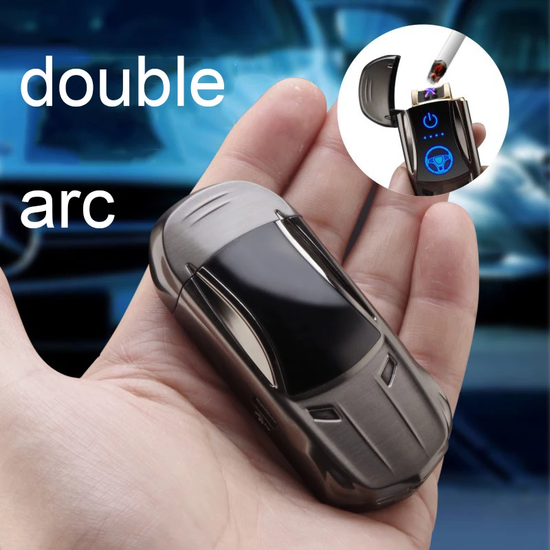Двойная дуга USB Зажигалка в форме автомобиля плазменная электронная для сигарет курить перезаряжаемая
