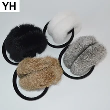 Хит, женские модные трендовые зимние наушники с натуральным кроличьим мехом, наушники с натуральным кроличьим мехом, теплые женские наушники с натуральным мехом, посылка