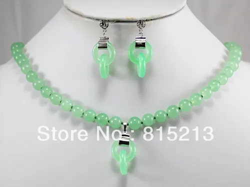 

ddh0174 3 colors- fancy white pearl/light green jade necklace pendant & earring set