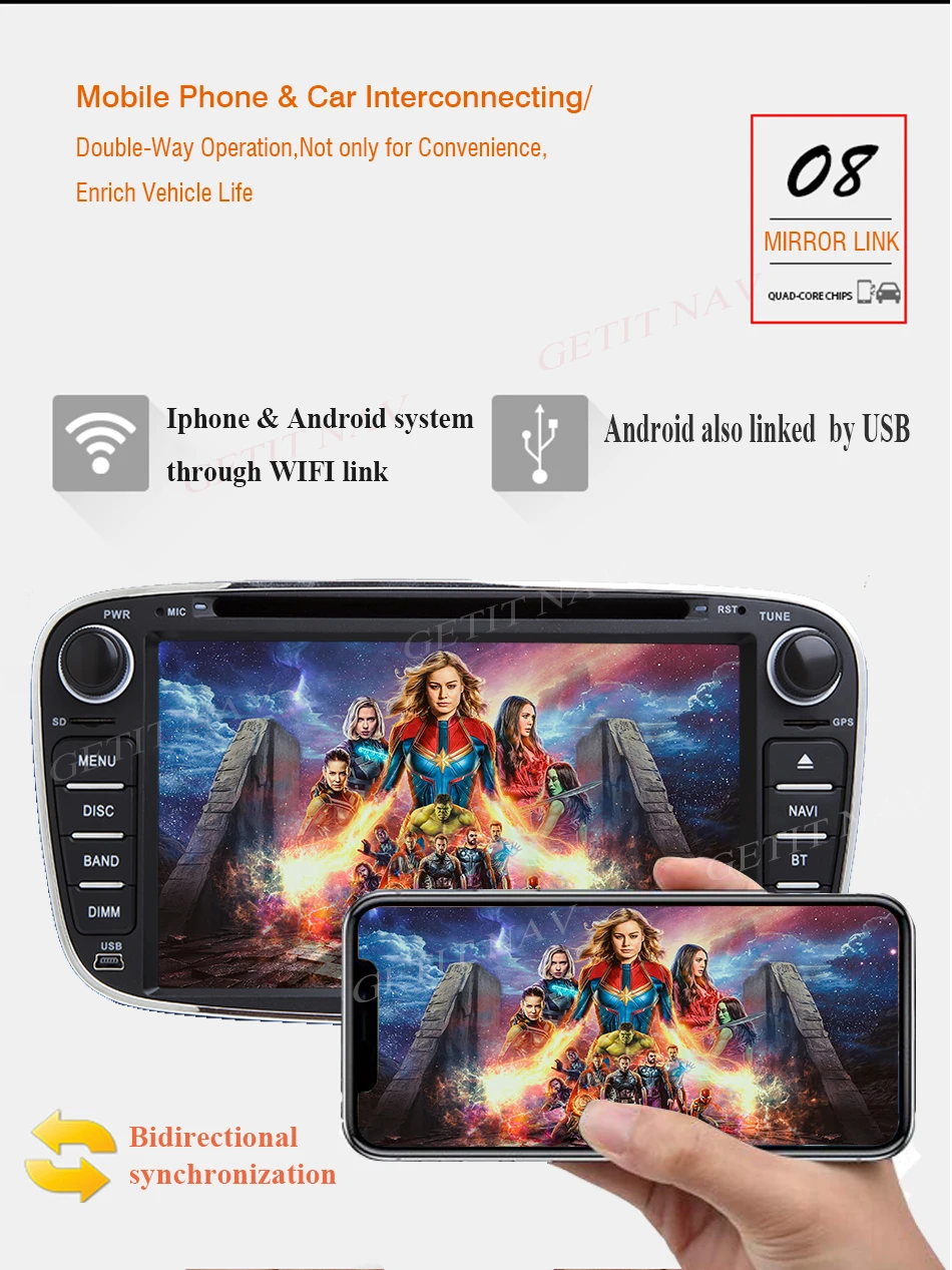 Discount IPS screen Android 9.0 Car DVD Multimedia Player GPS for Ford Mondeo Focus S/C Max Galaxy Kuga with wifi BT Stereo Radio 9