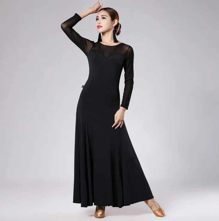 Черный Разноцветный большой hemlines современный Танцы платье бальное для фламенко танго платье выступление на сцене конкурс костюмы - Цвет: Черный