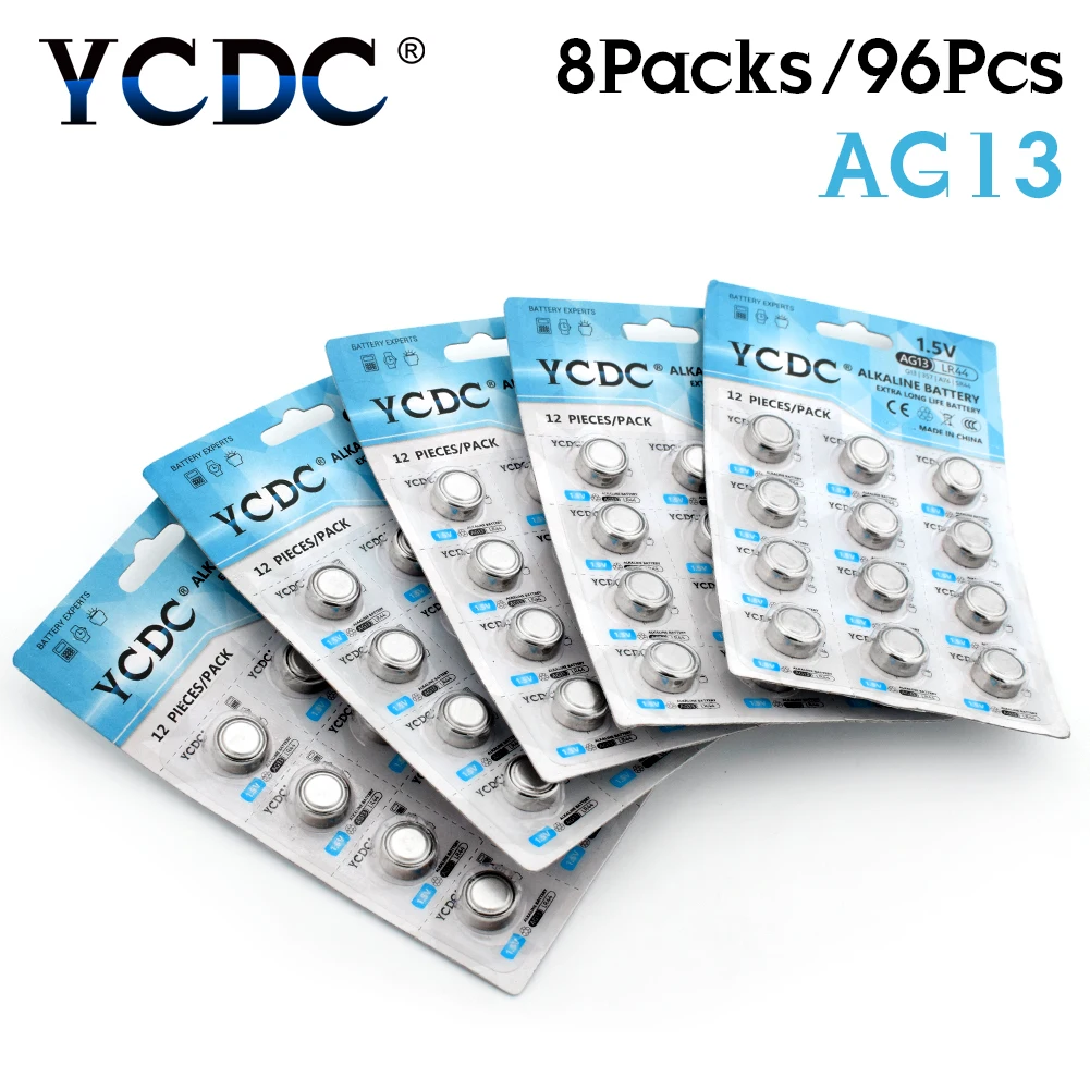 96pcs 8cards Низкая цена, 12 штук в партии, карты AG13 LR44 LR1154 SR44 Кнопка сотового LR44 1,5 В щелочные Батарея музыкальная шкатулка для плюшевых игрушек Часы - Цвет: 96pcs 8cards