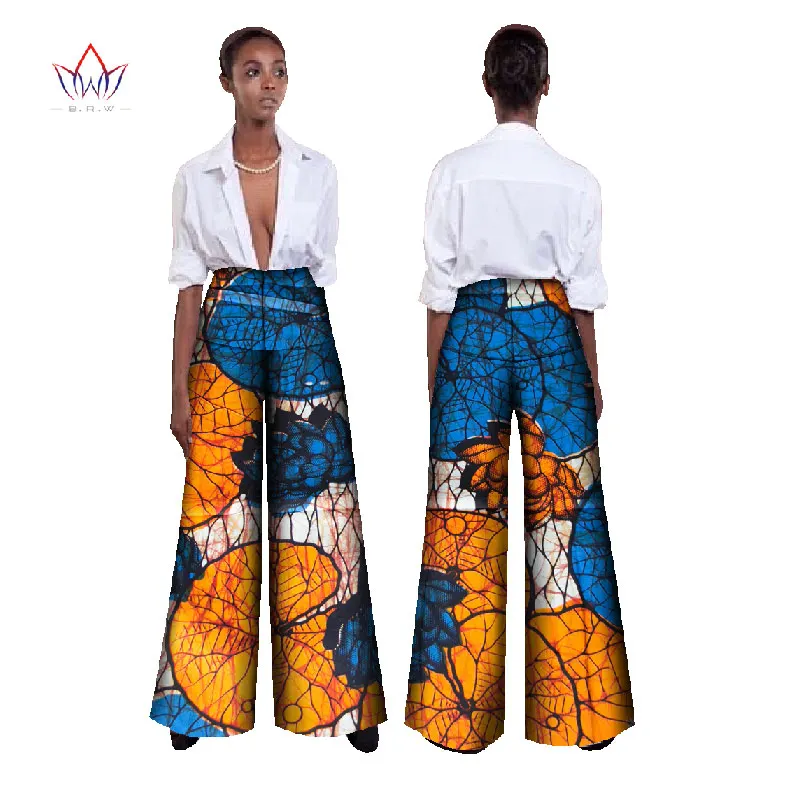 Африканская вощеная ткань принт Высокая талия свободные брюки для девочек большого размера в африканском стиле Одежда для женщин офисные