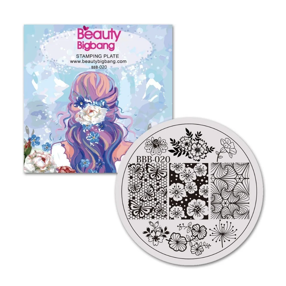 BeautyBigBang пластины для штамповки ногтей 5,6 см из нержавеющей стали круглые цветы полировка изображений штампы инструменты для переноса ногтей - Цвет: 20