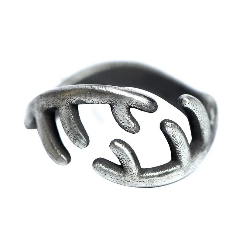 

Original Design Handmade Silver Personalized Antler Ring 925 Silver Simple Open Vintage ring