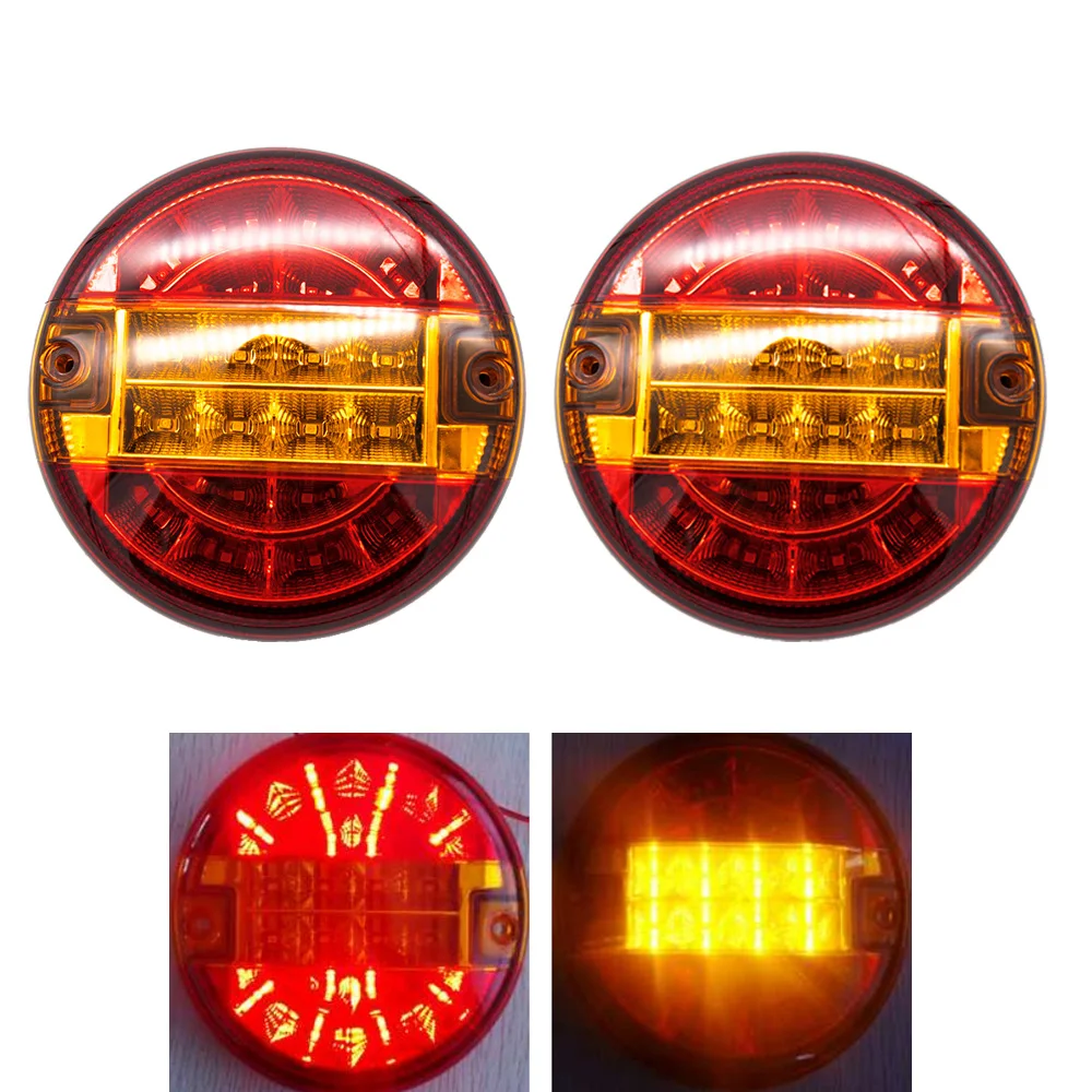 1 Pair 24V Car Rear Tail Lights High Quality Hamburg Red Yellow Warning font b Lamp