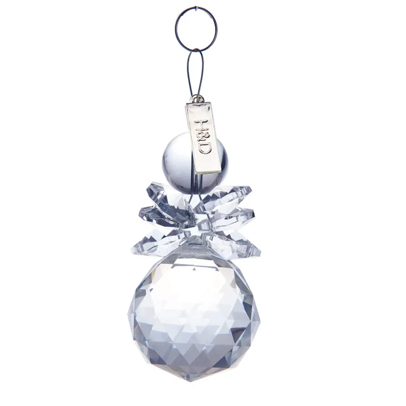 2PCS Clear 30mm Snowman Lighting Ball Glass Crystal Chandelier Part Prism Hanging Pendants Suncatcher Christmas Tree Decorations