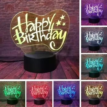

Creative 3D Happy Birthday Building Fashion Night Light Mood Atmosphere Illusion Lamp Bedroom Friend & Family & Child Toys Gifts