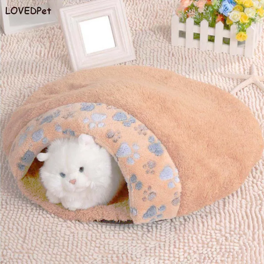 

New Arrival Coral fleece Pet Cat Nest Pets Dog Cat Bed Cave House Kennel Cama De Gato Russian Blue Sphynx Cats sleeping Bed