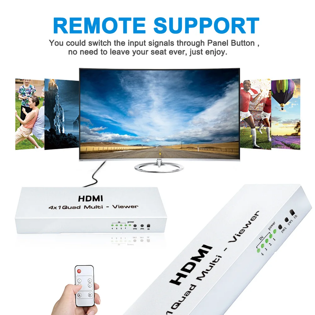 

4K HUB Switcher 4x1 Quad Multi-viewer High-Definition Screen Segmentation Seamless Switching Output Switch For HDTV DVD PS3 STB
