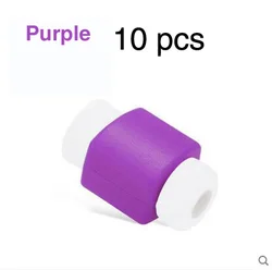 Pack of 10 Colorful Cable Protectors - Cute Earphone and Charger Covers (Purple  10 pcs)