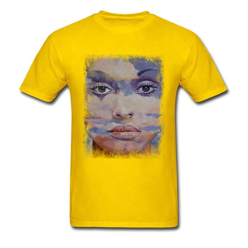 MONA LISA T-shirts for Men Leisure Summer T Shirt Short Sleeve Slim Fit Street Tee-Shirts Round Collar 100% Cotton Fabric MONA LISA yellow