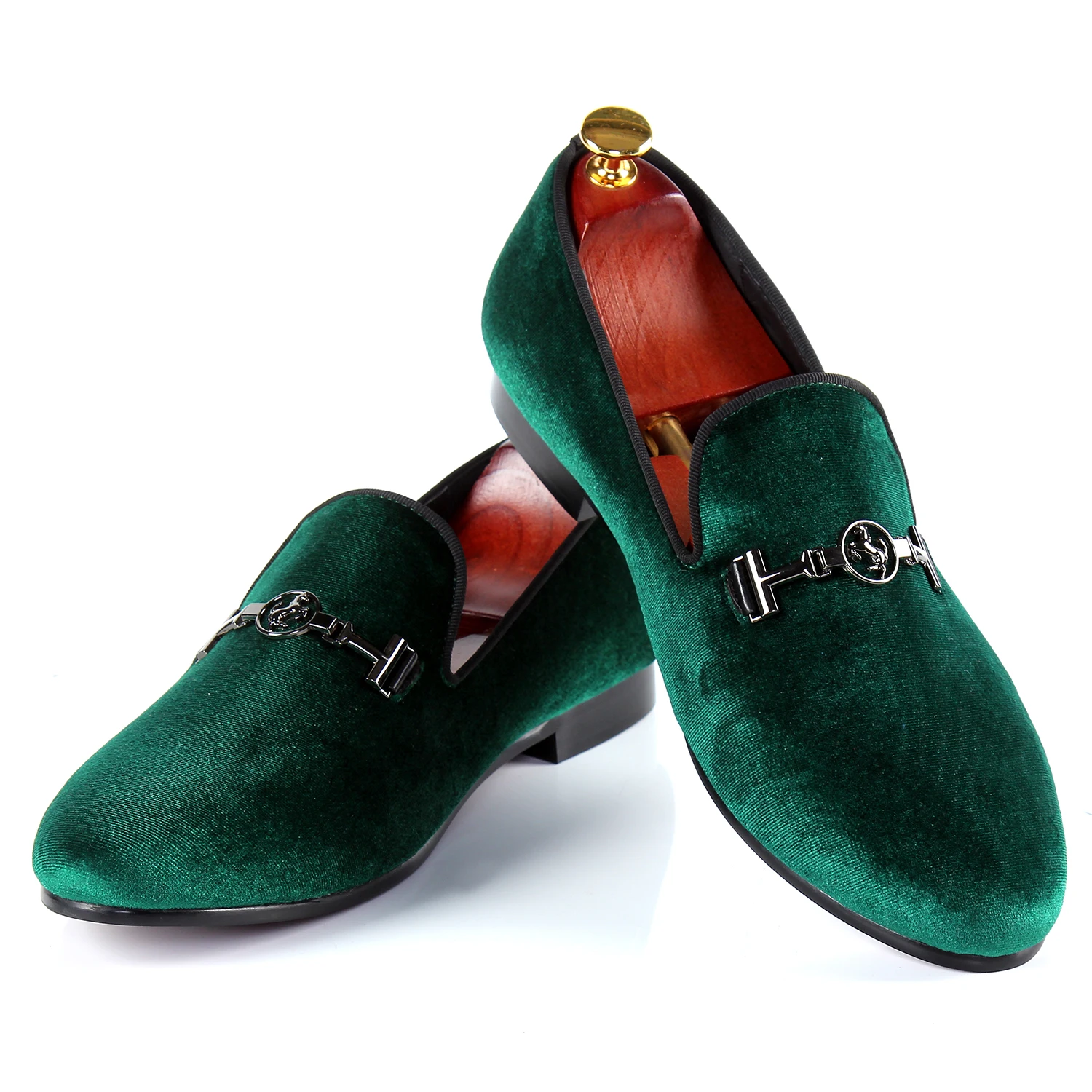 Harpelunde Classic Men Shoes Buckle Green Velvet Loafer Shoes American ...