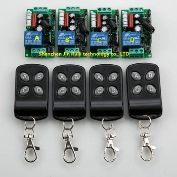 

New 220V 1CH 10A Wireless Remote Control Switch System teleswitch 4*Receiver and 4*Transmitter Applicance Garage Door JRL-220V-3