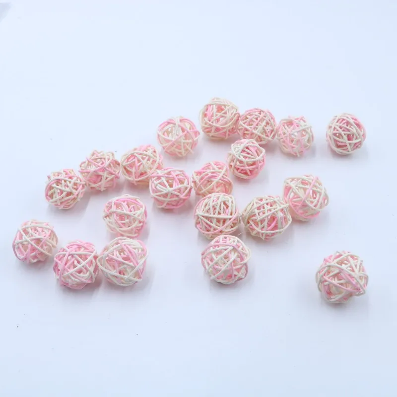 White-pink 3 см/4 см/5 см 26 цветов ротанговый шар украшения Sepak Takraw домашний Рождество/День рождения Свадебная вечеринка украшения детские игрушки деревянные шары - Цвет: White-pink