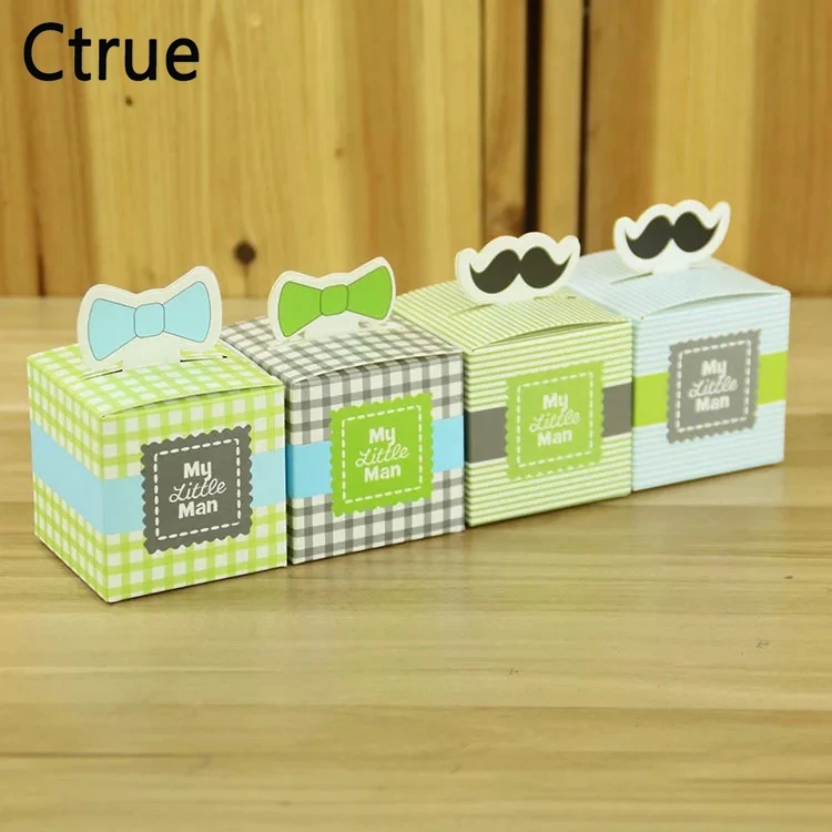 

10pcs My little Man Cute Mustache candy box Birthday party kids Boy Baby Shower Favor boxes and bags baby shower souvenirs