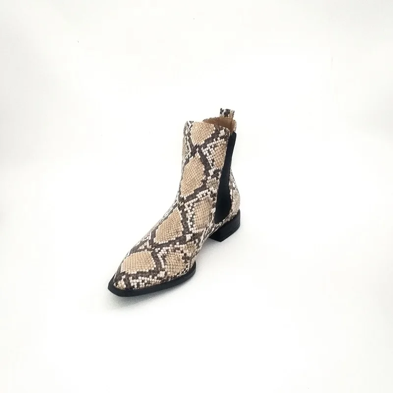 Pionted Dedos Serpiente De As Mujer Bajos Patrón Botas Cuero Tacones 2018 Bota Zapatos Botines Pic Feminina 0fBq8ww
