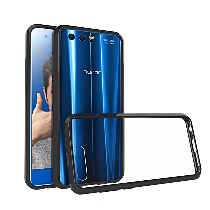 

Slim Hybrid Cover Air Cushion Tech Case Transparent Clear Back Panel Shockproof Bag Shell For Huawei Honor 9 Honor9 Fundas Coque