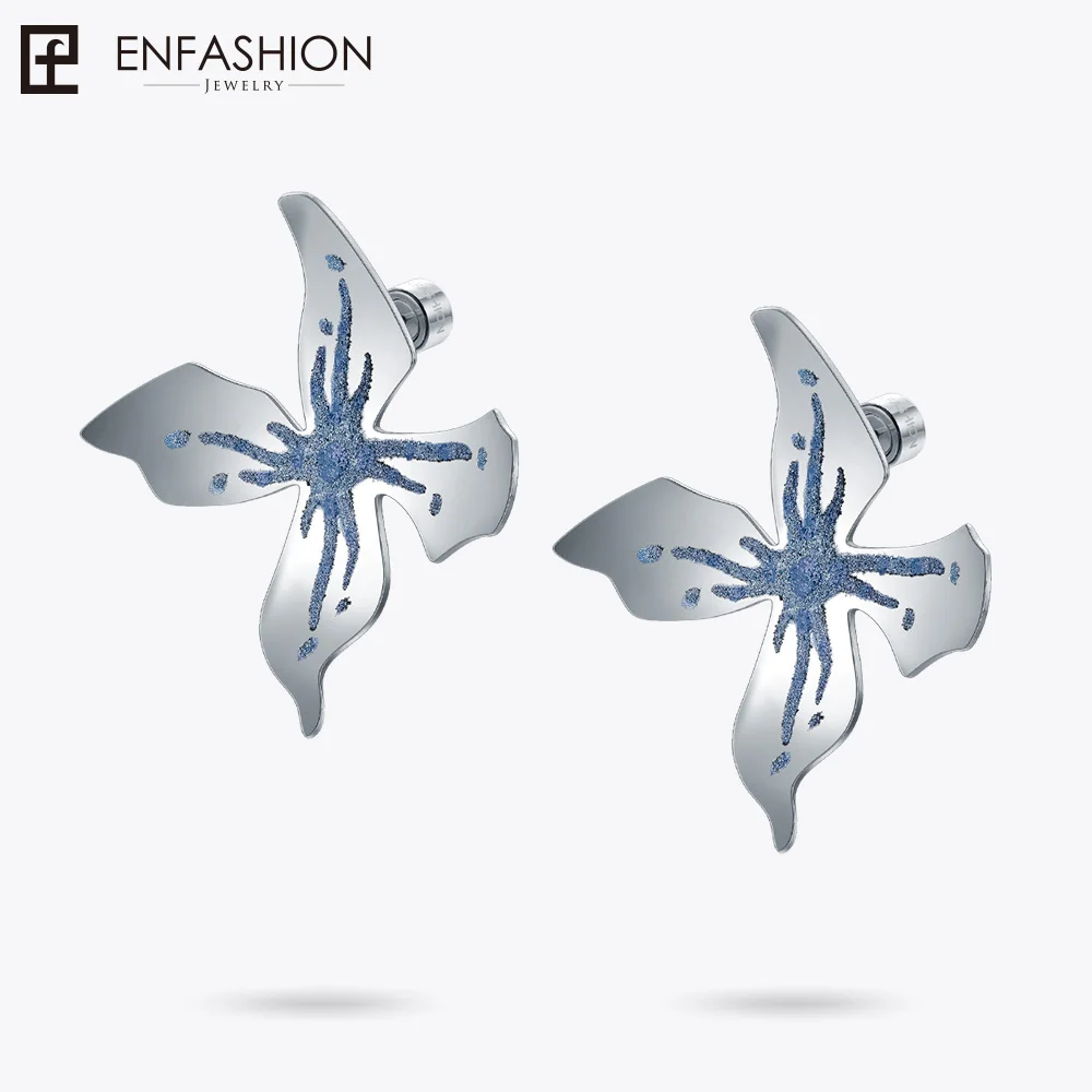 

Enfashion Lacquer Art Series Sea Foam Flower Stud Earrings Big Gold Color Earrings for Women Earings oorbellen EBQ18LA60