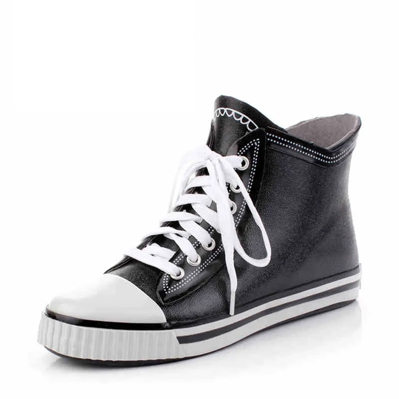 font b Men s b font fashion lace rain font b boots b font waterproof