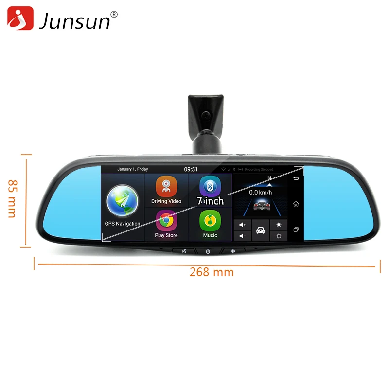 Junsun K719 Видеорегистраторы для автомобилей Камера зеркало 3 г Специальный " Android 5.0 регистраторы Full HD 1080 P видео Регистраторы Bluetooth Авто регистратор видеорегистраторы