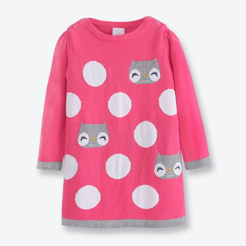 Осень-зима повседневное трикотажное платье-пуловер для девочек от 2 до 7 лет с длинным рукавом и мультяшным рисунком(кошки) детская одежда