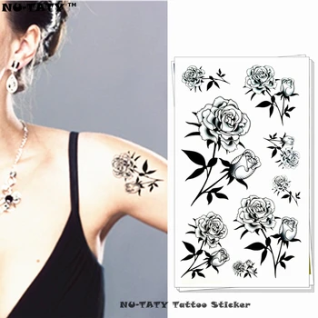 

Nu-TATY White roses Style Temporary Body Art Flash Tattoo Sticker 10*17cm Waterproof Henna Fake Tatoo Styling Wall Tattoo