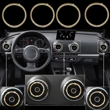 

4x Gold Silver Diamond Style Front Air Outlet Vent Ring Cover Trim For Audi A3 15-2017