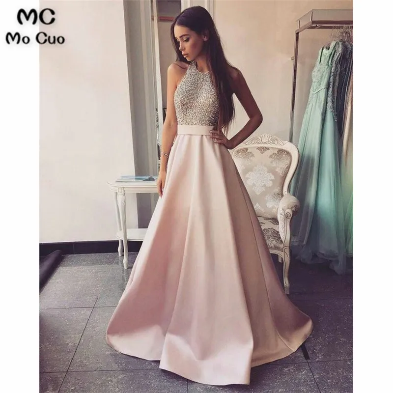 a line halter prom dress