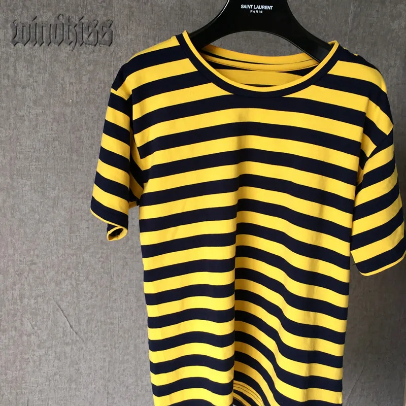 black and yellow t shirt striped